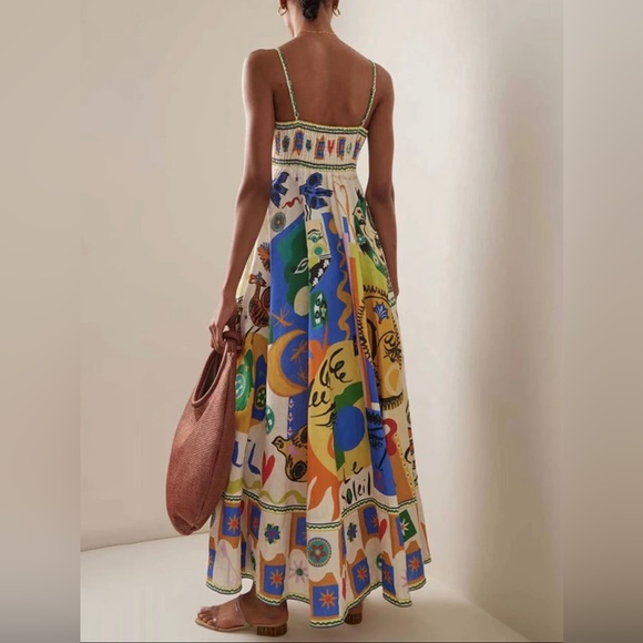 (last 1) 24hr SALE💗Ete Ensoleillé boho french print summer midi dress resort - Picture 2 of 9